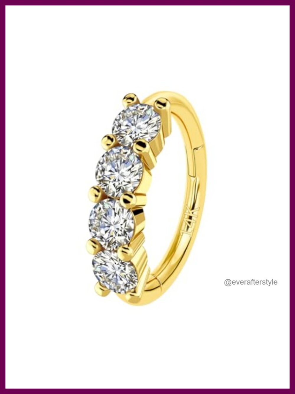 14k Solid Gold 6mm Hoop Nose Ring for Women, 16G Cartilage Earring Helix Rook